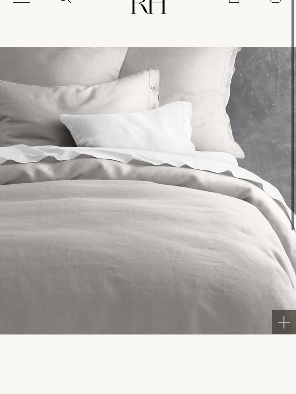 Restoration Hardware Linen Duvet Cover in Mist